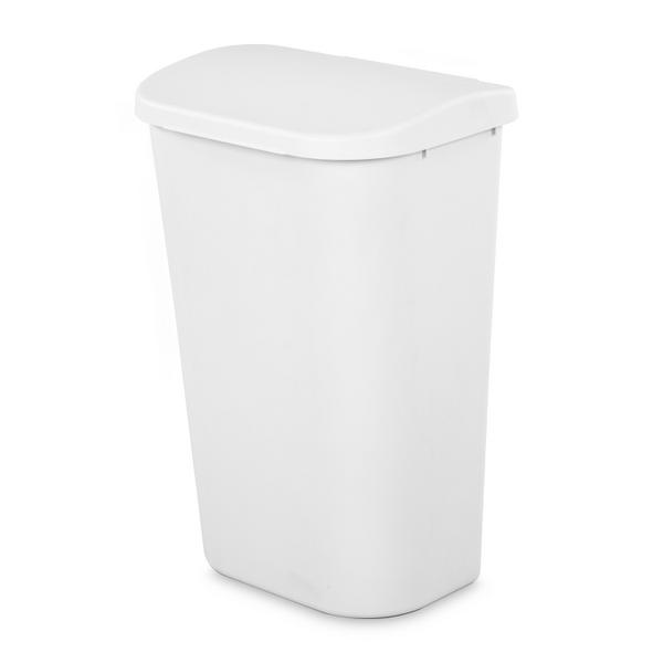 Sterilite® 10758006 Waste Basket, 11.3 gal Capacity, Rectangular, 23.75 in Height, Plastic, White