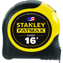 Stanley® FatMax® 33-716 Reinforced Tape Rule With BladeArmor®, 16 ft L x 1-1/4 in W Blade, Mylar® Polyester Film Blade