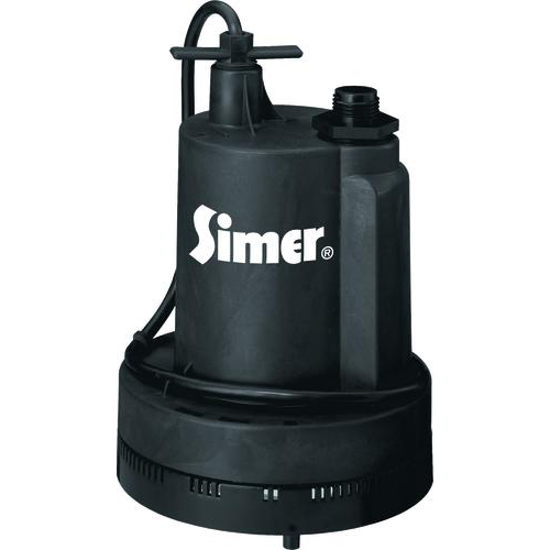 Pentair Simer® 2305-04 Submersible Utility Pump, 120 gph, 1/4 hp, Thermoplastic