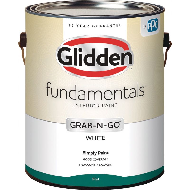 PPG Industries Glidden Fundamentals® GLFIN10WH/01 Interior Paint, 1 gal, White, 400 sq-ft Coverage, 30 mins Curing