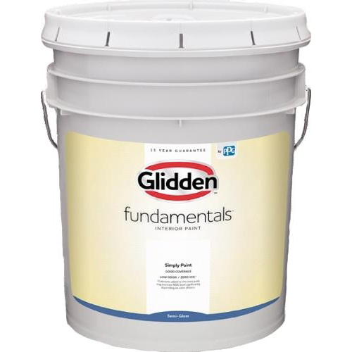 PPG Industries Glidden Fundamentals® GLFIN30WH/05 Interior Paint, 5 gal, White, 300 to 400 sq-ft Coverage, 30 mins Curing